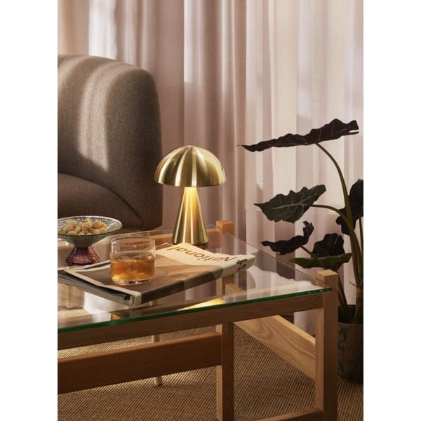 LED stmievateľná stolová lampa v zlatej farbe (výška 20 cm) Mush – Hübsch-image-1