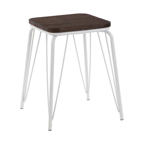 Biela/v tmavo prírodnej farbe stolička z brestového dreva District – Premier Housewares