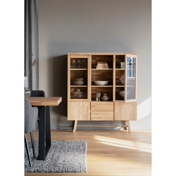 Vitrína z dubového dreva v prírodnej farbe 130x150 cm Brooklyn - Rowico-image-4