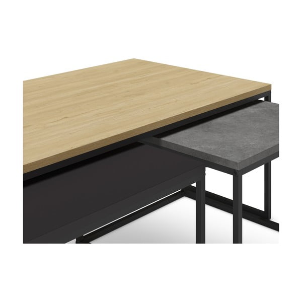 Konferenčné stolíky v súprave 3 ks v sivo-prírodnej farbe 60x110 cm Camelia – Marckeric-image-4