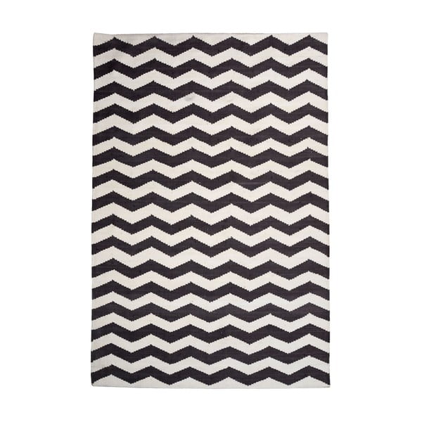 Bavlnený koberec Chevron Ivory/Black, 120x180 cm