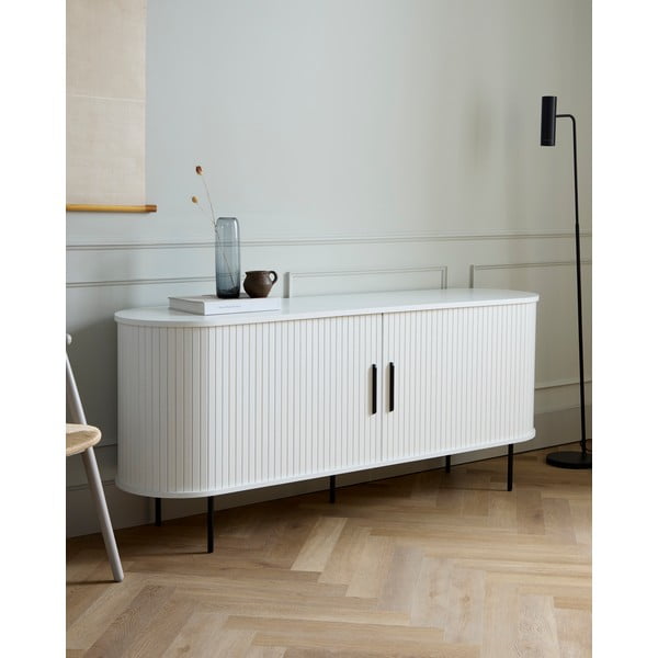Biela komoda s posuvnými dverami 180x76x45 cm Nola – Unique Furniture-image-1