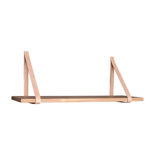 Drevená polica s hnedými koženými úchytkami House Nordic Forno, 80 x 20 cm-image-1