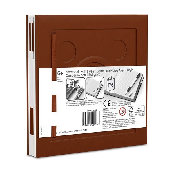 Hnedý štvorcový zápisník s gélovým perom LEGO®, 15,9 x 15,9 cm-image-2