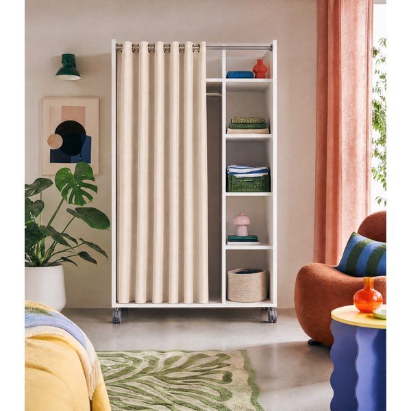 Bielo-béžová šatníková skriňa 100x160 cm Kit – Tvilum-image-3