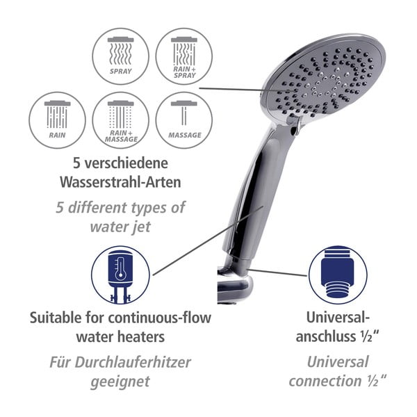 Sprchový set z nerezovej ocele v lesklej striebornej farbe 66 cm Young - Wenko-image-4