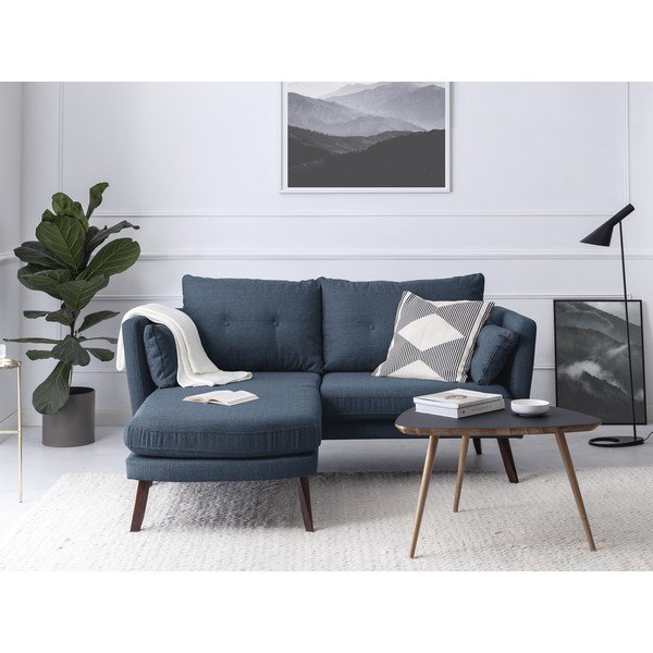 Modrá trojmiestna pohovka Mazzini Sofas Elena, s leňoškou na ľavom rohu-image-1