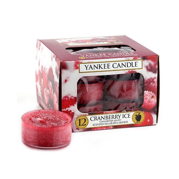 Sada 12 vonných sviečok Yankee Candle Ľadové Brusnice, doba horenia 4 - 6 hodín