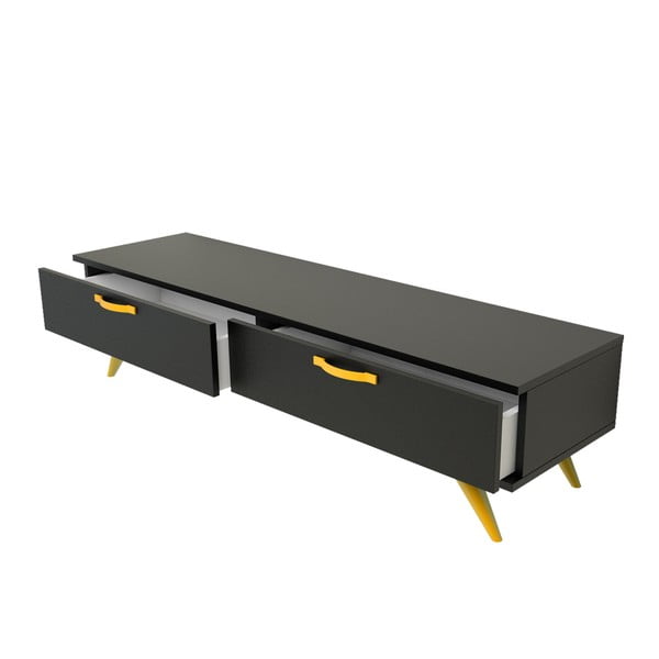 Čierny TV stolík so žltými nohami Magenta Home Coulour Series, šírka 150 cm