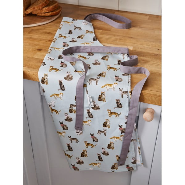 Modrá bavlnená zástera Cooksmart ® Curious Cats-image-1