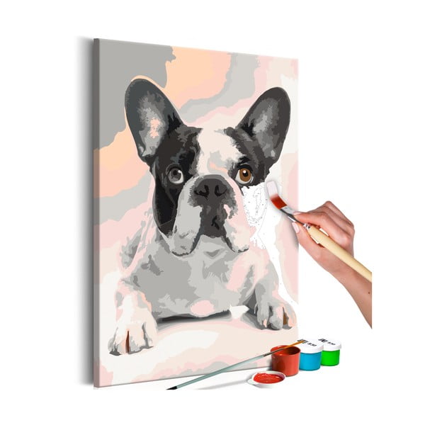 DIY set na tvorbu vlastného obrazu na plátne Artgeist Bulldog, 40 × 60 cm