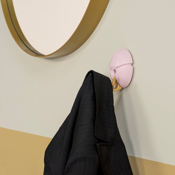 Svetloružový/v zlatej farbe nástenný plastový háčik Tick – Spinder Design-image-3