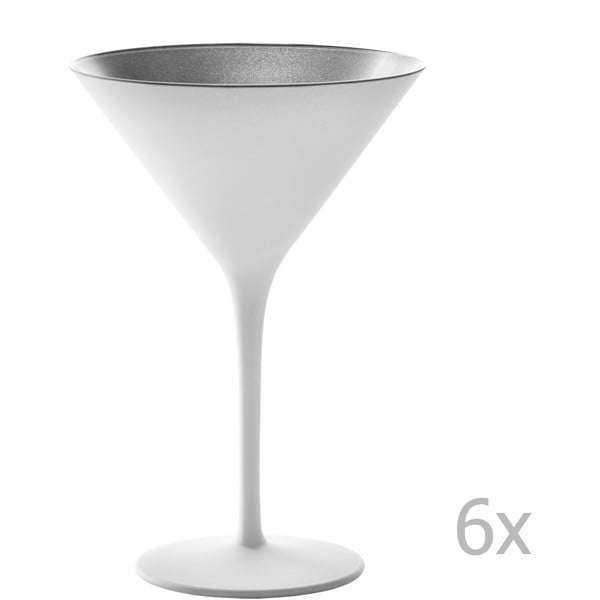 Sada 6 bielo-strieborných pohárov na koktaily Stölzle Lausitz Olympic Cocktail, 240 ml
