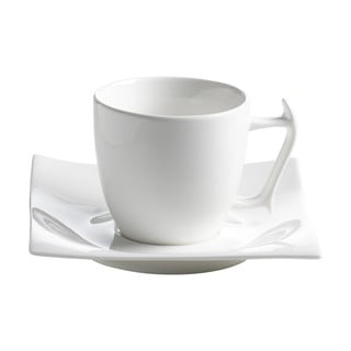 Biely porcelánový hrnček s tanierikom Maxwell & Williams Motion, 180 ml