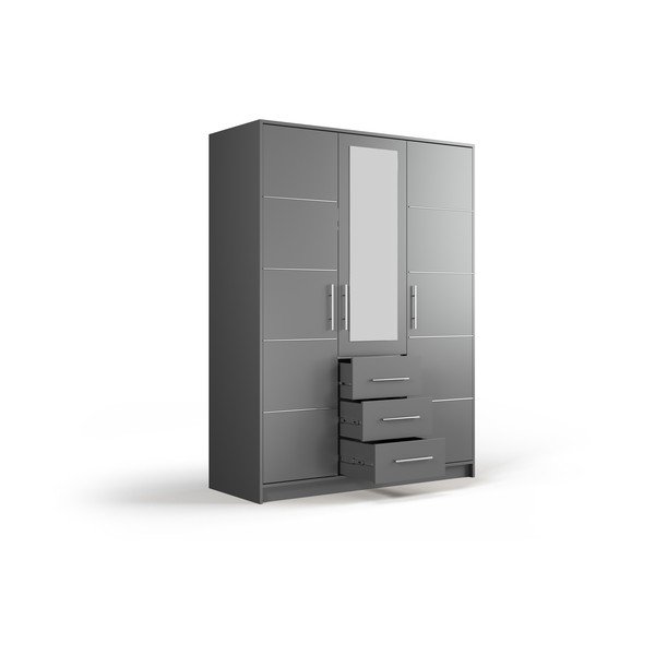 Sivá šatníková skriňa so zrkadlom 147x200 cm Derry - Cosmopolitan Design-image-3
