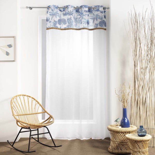 Bielo-modrá voálová záclona 140x240 cm Amazonia – douceur d'intérieur-image-1
