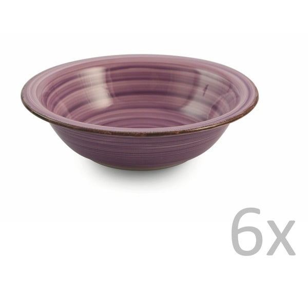 Sada 6 fialových polievkových tanierov VDE Tivoli 1996 New Baita, Ø 21,5 cm