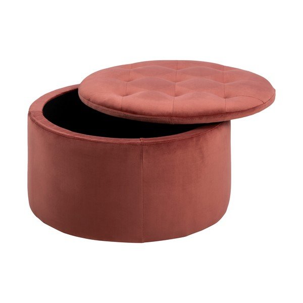 Korálovoružový zamatový puf Actona Retina, ⌀ 60 cm-image-4