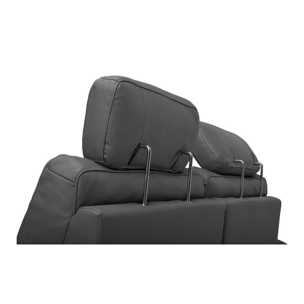 Sivá polohovacia kožená dvojmiestna pohovka Furnhouse Viktor, šírka 217 cm-image-1