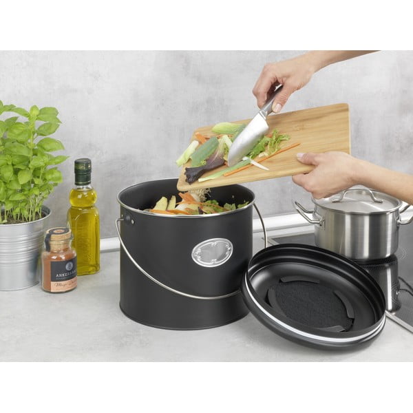 Čierna nádoba na kompostovateľný odpad 6 l Nero – Wenko-image-2