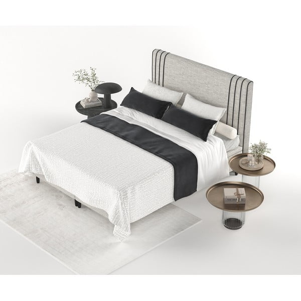 Svetlosivá čalúnená dvojlôžková posteľ s úložným priestorom 140x200 cm Musca – Maison de Rêve-image-4