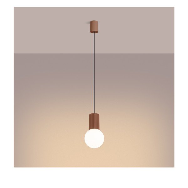 Svetlohnedé závesné svietidlo so skleneným tienidlom ø 12 cm Orbital – Sollux-image-3