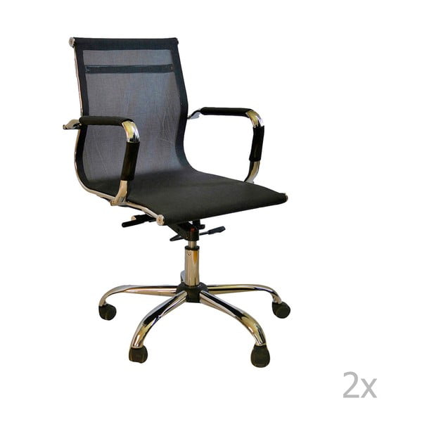 Sada 2 čiernych kancelárskych kolieskových stoličiek Evergreen Hous Dally