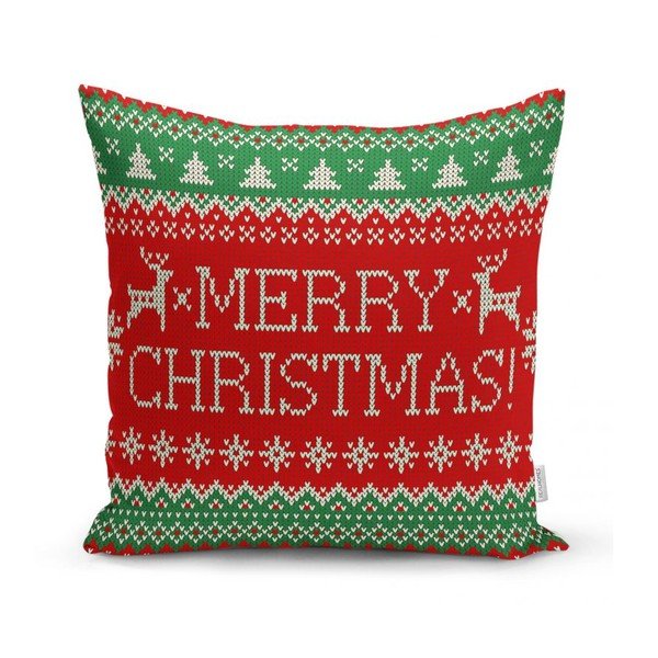 Súprava 4 vianočných obliečok na vankúš a behúň na stôl Minimalist Cushion Covers Merry Christmas-image-3