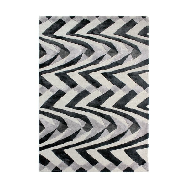Čierno-sivý ručne tkaný koberec Flair Rugs Jazz, 160 × 230 cm