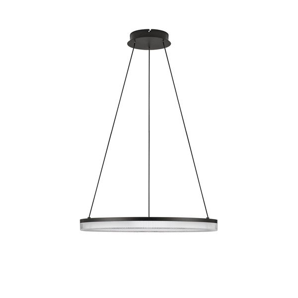 Matne čierne hliníkové LED závesné svietidlo so stmievačom s tienidlom z akrylového skla ø 60 cm Lonela – Nova Luce