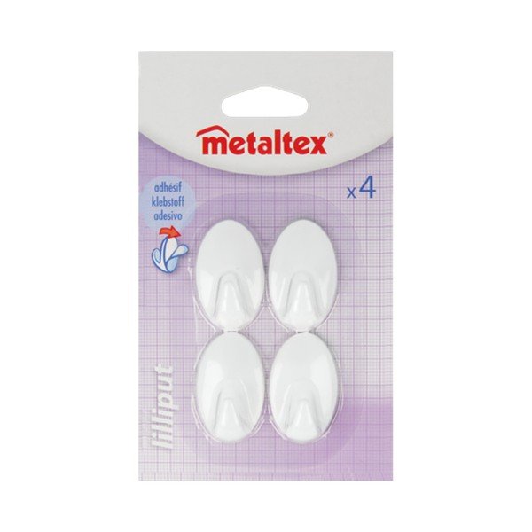 Sada 4 bielych plastových samolepiacich háčikov Metaltex Greg-image-2