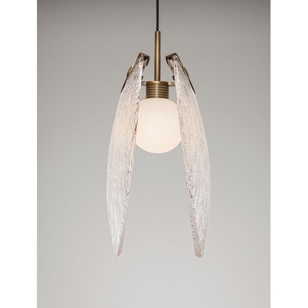 Oceľové LED závesné svietidlo v mosadznej farbe so skleneným tienidlom Shelina – Nova Luce-image-3