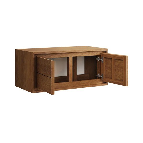 Hnedá závesná skrinka pod umývadlo z teakového dreva 90x40 cm Kenta – Kave Home-image-2