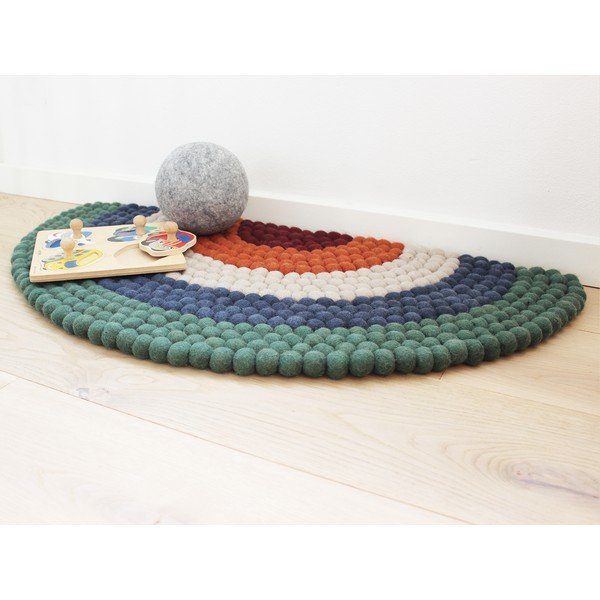 Detský guľôčkový vlnený koberec Wooldot Ball rugs Rainbow Green-image-2