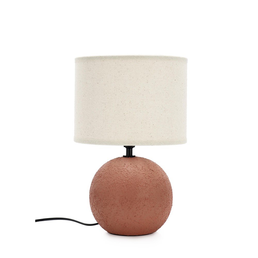 E-shop Keramická stolová lampa v terakotovej farbe s textilným tienidlom (výška 32 cm) Irvin – Yes Everyday