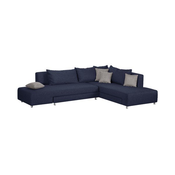 Modrá rozkladacia pohovka Modernist Pashmina, pravý roh