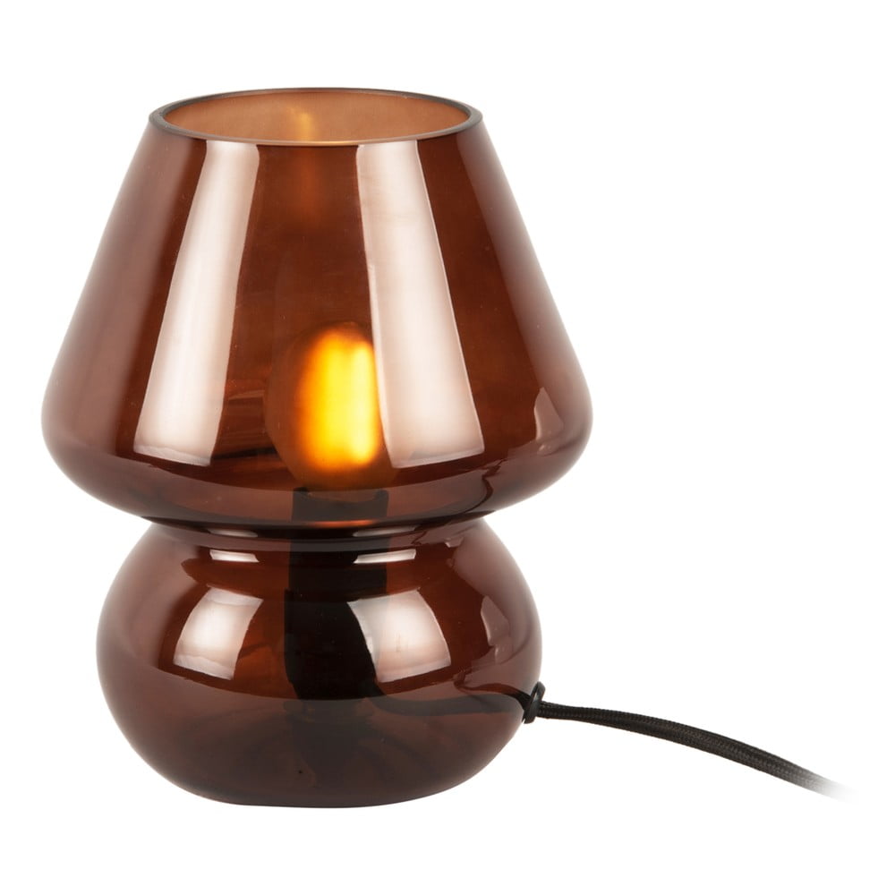 Tmavohnedá sklenená stolová lampa Leitmotiv Glass, výška 18 cm