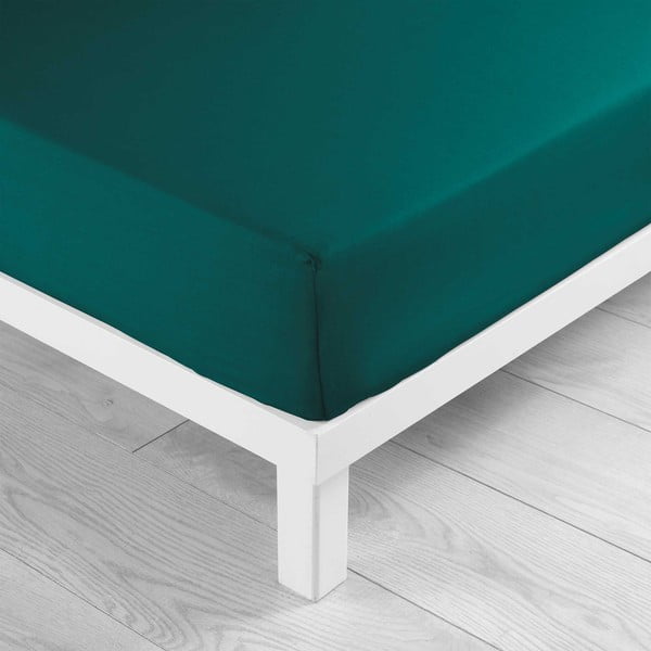 Tmavozelená napínacia bavlnená plachta 160x200 cm Lina – douceur d'intérieur