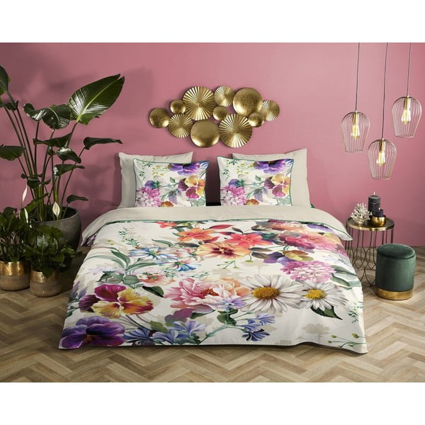 Obliečky na dvojlôžko z organickej bavlny Descanso Flower Garden, 200 x 200 cm-image-1