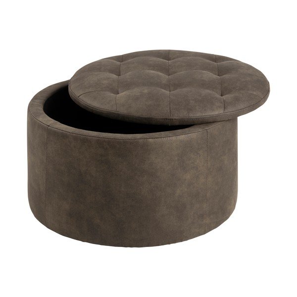 Olivovozelený puf z imitácie kože Actona Retina, ⌀ 60 cm-image-1
