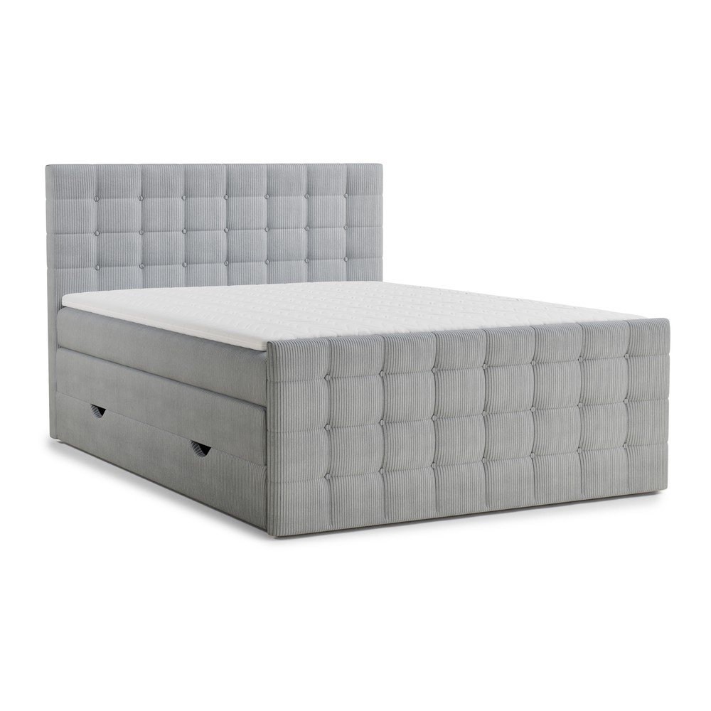 Sivá boxspring posteľ s úložným priestorom 160x200 cm Tasca – Maison de Rêve