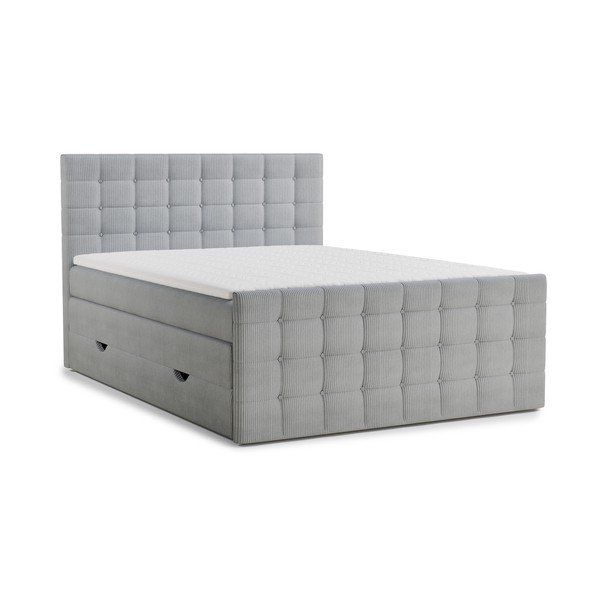 Sivá boxspring posteľ s úložným priestorom 200x200 cm Tasca – Maison de Rêve