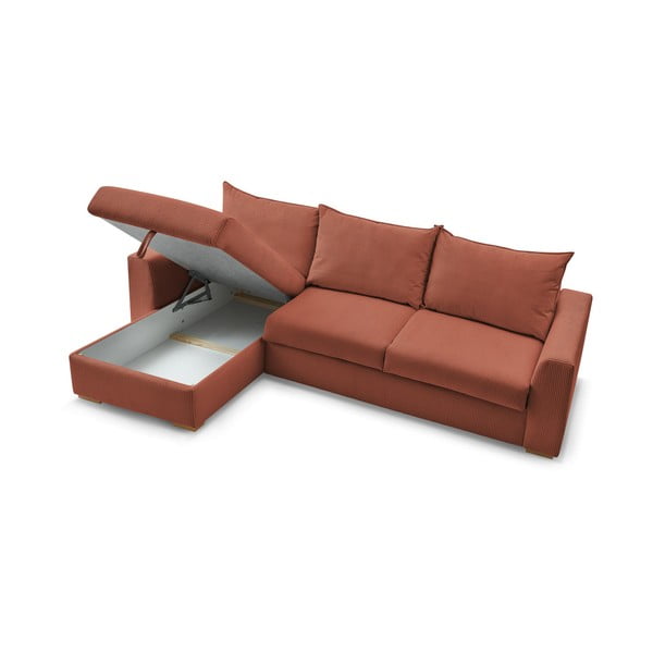 Menčestrová rozkladacia rohová pohovka v tehlovej farbe (variabilná) Augustin – Bobochic Paris-image-4