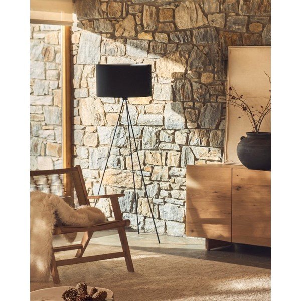 Čierna stojacia lampa s textilným tienidlom (výška 157 cm) Ikia - Kave Home-image-1