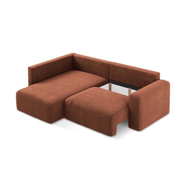 Ženilková rozkladacia/s úložným priestorom rohová pohovka v terakotovej farbe (ľavý roh/do L) Kona – Makamii-image-4