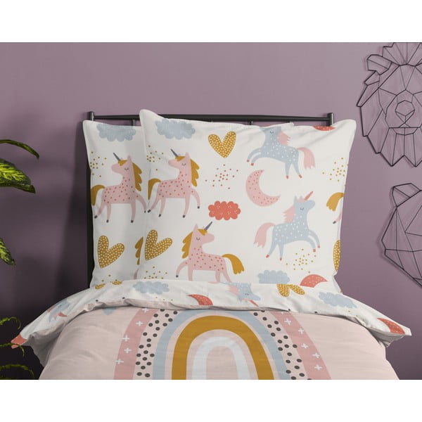 Ružové bavlnené detské obliečky na jednolôžko 140x200 cm Unilove – Good Morning-image-2