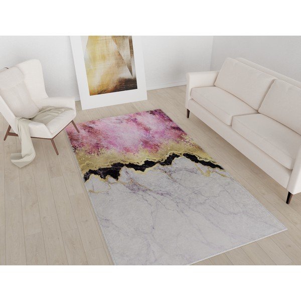 Bielo-ružový umývateľný koberec 50x80 cm – Vitaus-image-1
