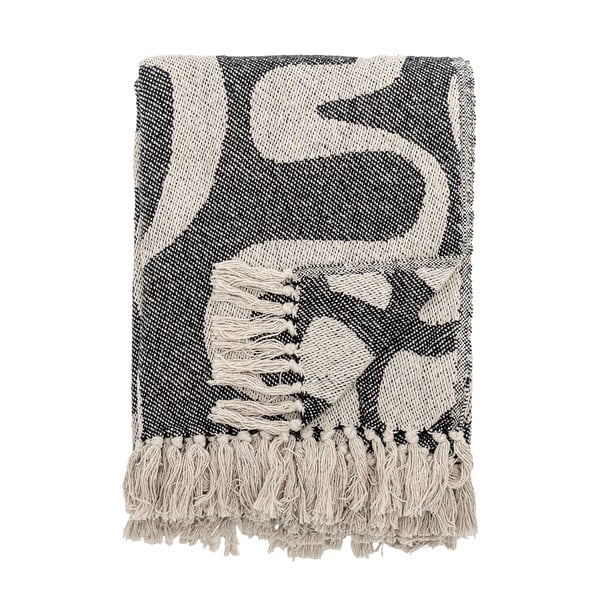 Čierna/béžová deka z recyklovanej bavlny 130x160 cm Salobre – Bloomingville-image-3