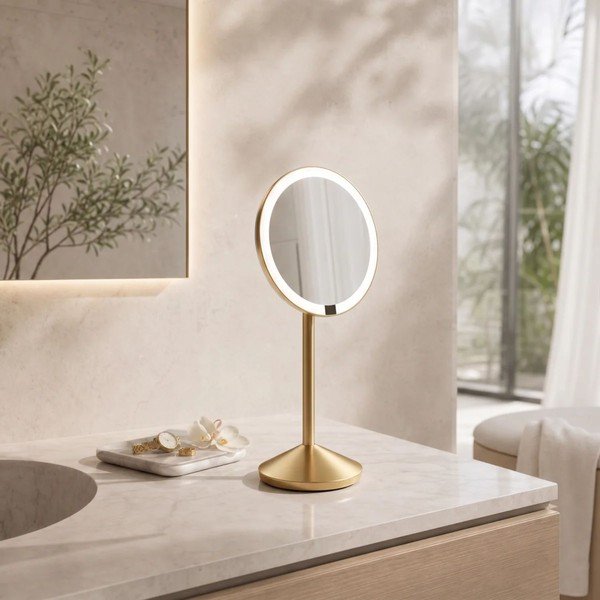 Kozmetické zrkadlo s osvetlením/zväčšovacie (zväčšenie 5x) ø 12 cm – simplehuman-image-1