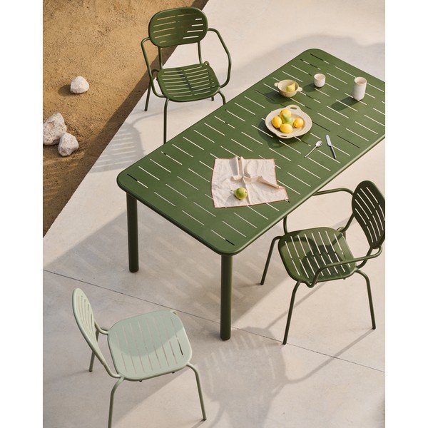 Oceľový záhradný jedálenský stôl 90x180 cm Brai – Kave Home-image-1